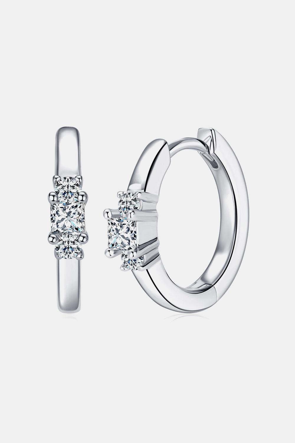 Trio of Moissanite Huggie Earrings - Platinum Vermeil- Claude Jewelry Moissanite - Shop claudejewelry.com