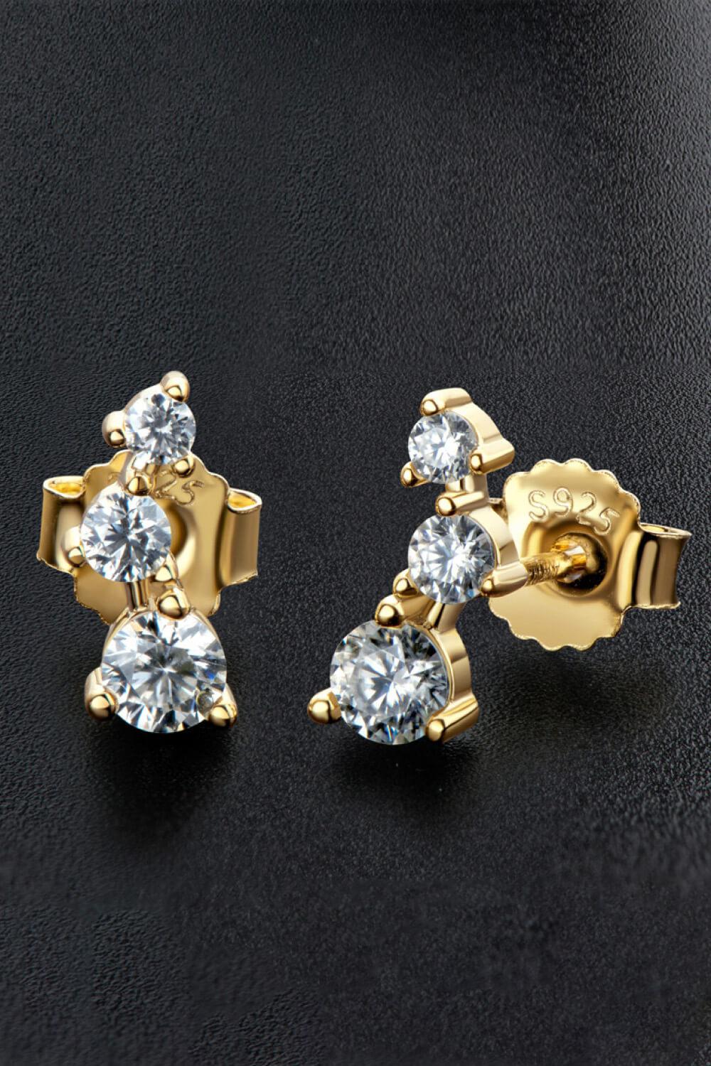 Trio Rock Moissanite Stud Earrings - - Claude Jewelry Moissanite - Shop claudejewelry.com