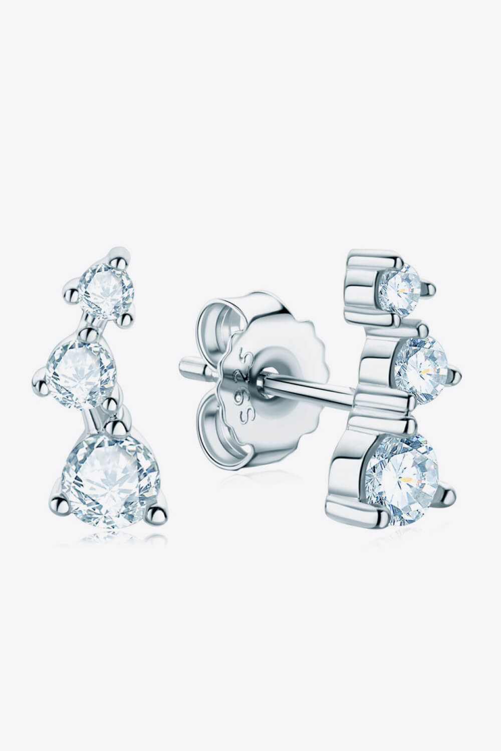 Trio Rock Moissanite Stud Earrings - Platinum Vermeil- Claude Jewelry Moissanite - Shop claudejewelry.com