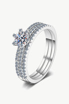 Triple Band 1 Ct Moissanite Rhodium Vermeil Ring - Rhodium Vermeil-5- Claude Jewelry Moissanite - Shop claudejewelry.com