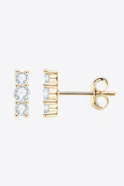 Triple Moissanite Row Stud Earrings - 14k Gold Vermeil- Claude Jewelry Moissanite - Shop claudejewelry.com