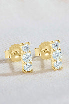 Triple Moissanite Row Stud Earrings - - Claude Jewelry Moissanite - Shop claudejewelry.com