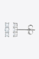 Triple Moissanite Row Stud Earrings - Platinum Vermeil- Claude Jewelry Moissanite - Shop claudejewelry.com