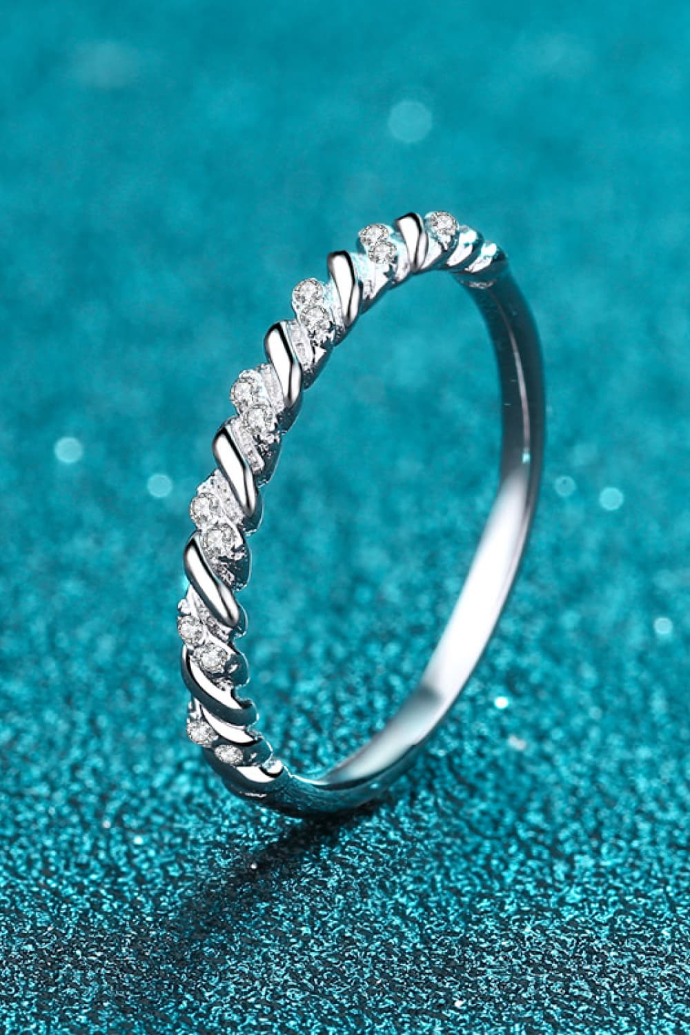 Twisted Moissanite Rhodium Vermeil Half-Eternity Ring - - Claude Jewelry Moissanite - Shop claudejewelry.com