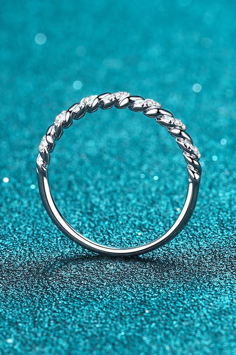 Twisted Moissanite Rhodium Vermeil Half-Eternity Ring - - Claude Jewelry Moissanite - Shop claudejewelry.com