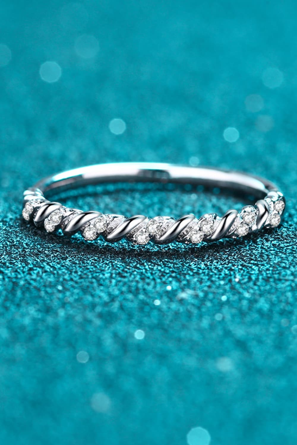 Twisted Moissanite Rhodium Vermeil Half-Eternity Ring - - Claude Jewelry Moissanite - Shop claudejewelry.com