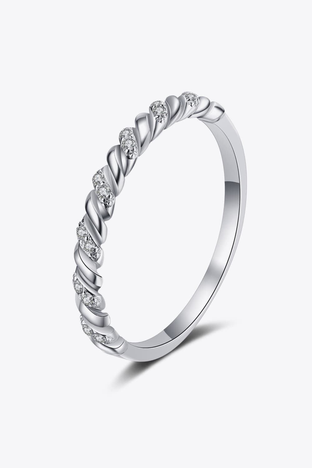 Twisted Moissanite Rhodium Vermeil Half-Eternity Ring - - Claude Jewelry Moissanite - Shop claudejewelry.com