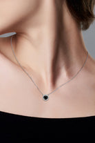 Two-Tone 1 Ct Black Moissanite Round Pendant Necklace - Black- Claude Jewelry Moissanite - Shop claudejewelry.com