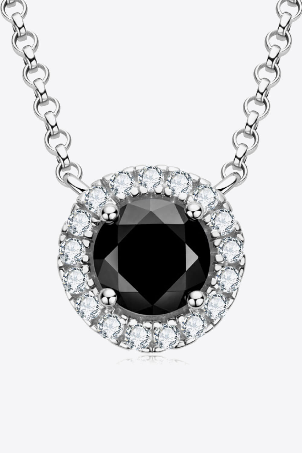 Two-Tone 1 Ct Black Moissanite Round Pendant Necklace - Black- Claude Jewelry Moissanite - Shop claudejewelry.com